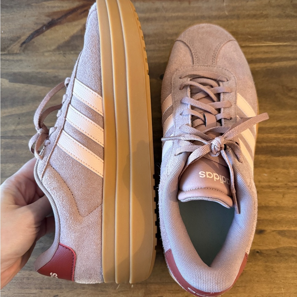 adidas Women’s Platform Sneakers in Rose Mauve and Blush with Gum Sole